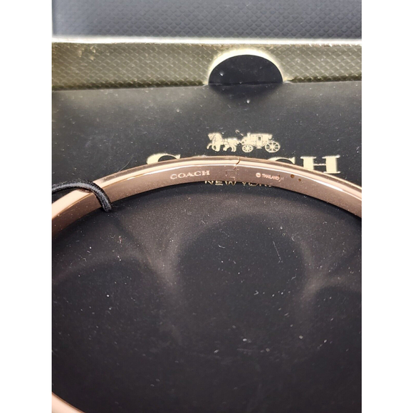 NWT Coach Rose-Gold Circle Logo Hinge Bangle Bracelet - Picture 3 of 8